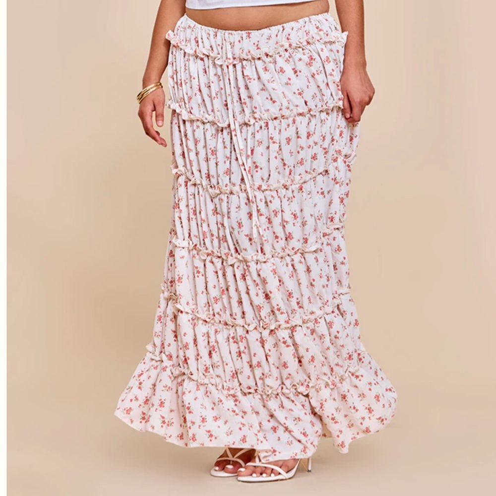 Floral Maxi Skirt - Cream